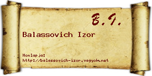 Balassovich Izor névjegykártya